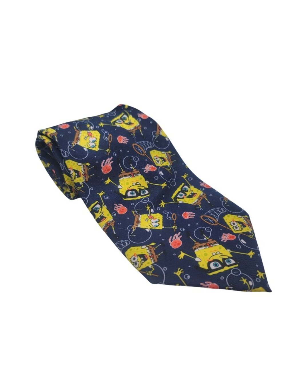 SpongeBob SquarePants Jellyfish Tie Navy Blue Cartoon Print Nickelodeon 2008